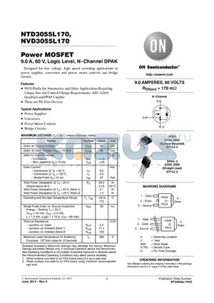 NVD3055L170T4G datasheet - Power MOSFET