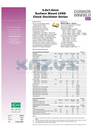 LM123-155.52M datasheet - 5.0x7.0mm Surface Mount LVDS Clock Oscillator Series