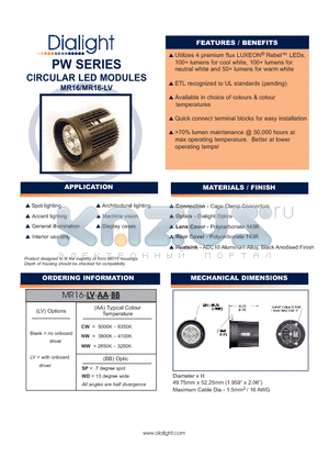 ME16-LV-NW-WD datasheet - CIRCULAR LED MODULES