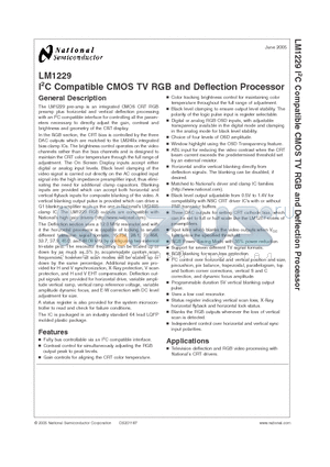 LM1229VEC datasheet - I2C Compatible CMOS TV RGB and Deflection Processor