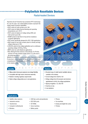 LVR012S-2 datasheet - PolySwitch Resettable Devices