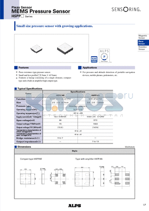 HSPPAA datasheet - MEMS Pressure Sensor