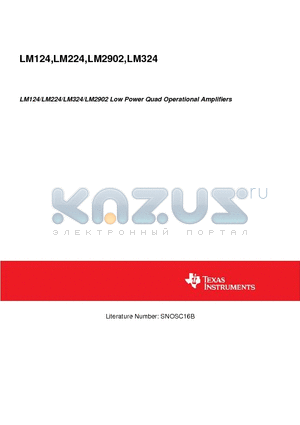 LM124-N datasheet - LM124/LM224/LM324/LM2902 Low Power Quad Operational Amplifiers