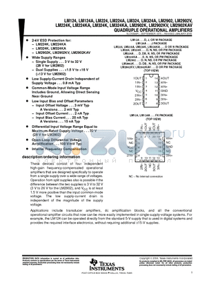 LM124AFK datasheet - Quadruple operationl amplifiers