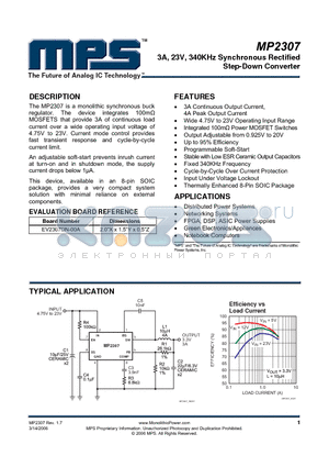 MP2307_06 datasheet - 3A, 23V, 340KHz Synchronous Rectified Step-Down Converter