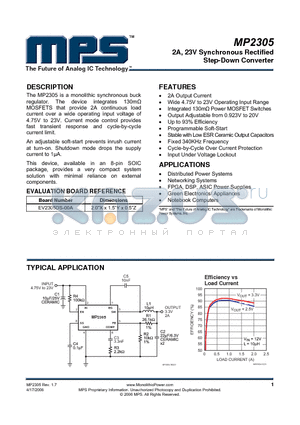 MP2305DS datasheet - 2A, 23V Synchronous Rectified Step-Down Converter