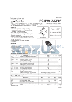 IRG4PH50UDPBF datasheet - INSULATED GATE BIPOLAR TRANSISTOR WITH ULTRAFAST SOFT RECOVERY DIODE