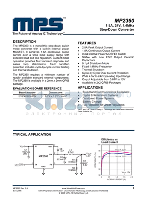 MP2360DG datasheet - 1.8A, 24V, 1.4MHz Step-Down Converter