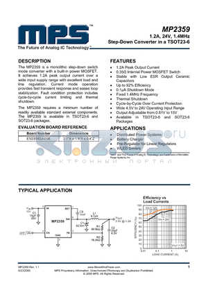 MP2359DJ datasheet - 1.2A, 24V, 1.4MHz Step-Down Converter in a TSOT23-6