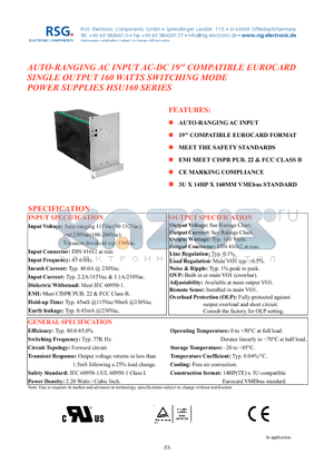 HSU160-14 datasheet - AUTO-RANGING AC INPUT