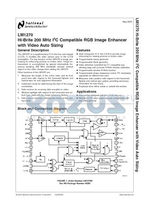 LM1270NA datasheet - Hi-Brite 200 MHz I2C Compatible RGB Image Enhancer with Video Auto Sizing