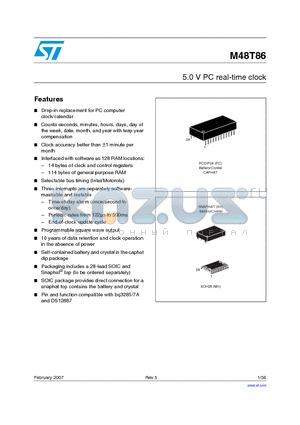 M48T86PC1 datasheet - 5.0 V PC real-time clock