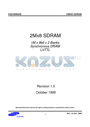 K4S160822DT-G/F8 datasheet - 2Mx8 SDRAM 1M x 8bit x 2 Banks Synchronous DRAM LVTTL