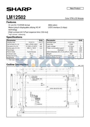 LM12S02 datasheet - Color STN LCD Module