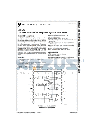 LM1279N datasheet - 110 MHz RGB Video Amplifier System with OSD