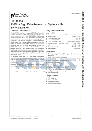 LM12L458 datasheet - 12-Bit  Sign Data Acquisition System with Self-Calibration
