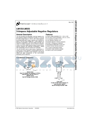 LM133K datasheet - 3-Ampere Adjustable Negative Regulators