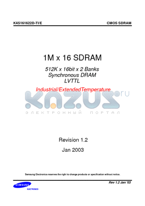 K4S161622D-TI/E50 datasheet - 1M x 16 SDRAM