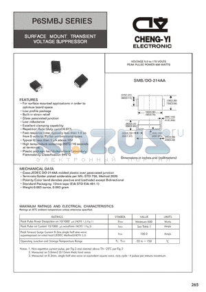 P6SMBJ58C datasheet - SURFACE MOUNT TRANSIENT VOLTAGE SUPPRESSOR