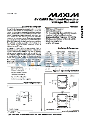 MAX665CWE datasheet - 8V CMOS Switched-Capacitor Voltage Converter