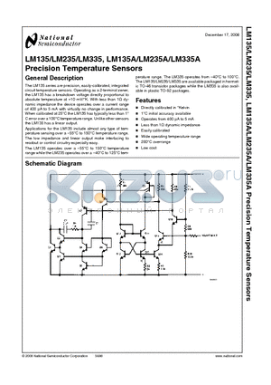 LM135AH datasheet - Precision Temperature Sensors