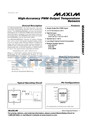 MAX6667ASA datasheet - High-Accuracy PWM Output Temperature Sensors