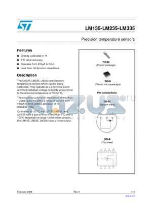 LM135Z datasheet - Precision temperature sensors