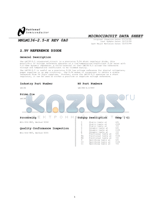 LM136AH datasheet - 2.5V REFERENCE DIODE