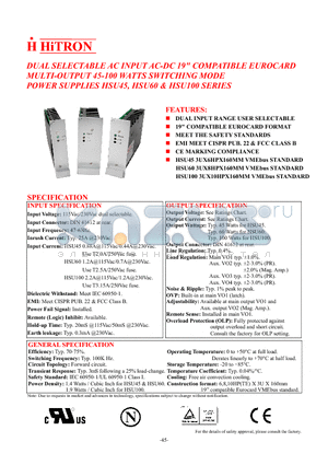 HSU45-10E datasheet - DUAL SELECTABLE AC INPUT AC-DC 19