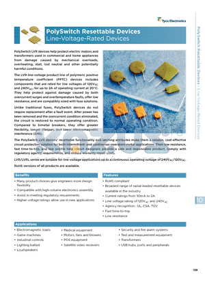 LVR025S datasheet - PolySwitch Resettable Devices Line-Voltage-Rated Devices