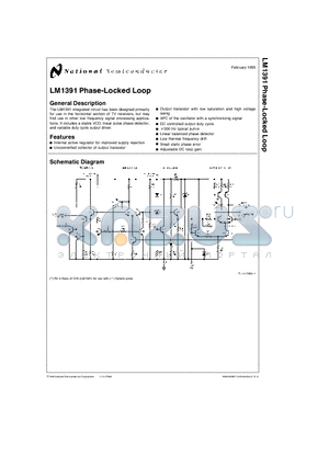 LM1391 datasheet - LM1391 Phase-Locked Loop