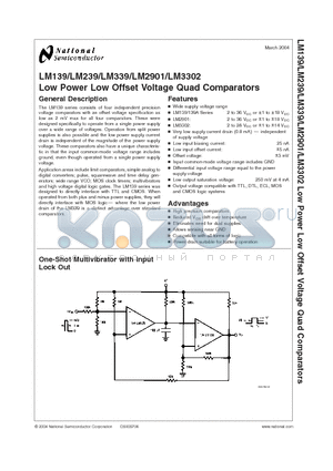 LM139AWRQMLV datasheet - Low Power Low Offset Voltage Quad Comparators