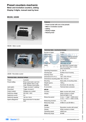 ME280.030A07B datasheet - Preset counters mechanic