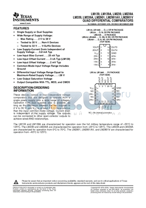 LM139FKB datasheet - QUAD DIFFERENTIAL COMPARATORS