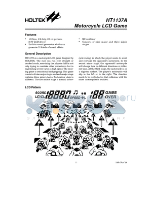 HT1137A datasheet - Motorcycle LCD Game