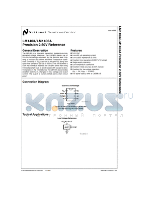 LM1403N datasheet - Precision 2.50V Reference