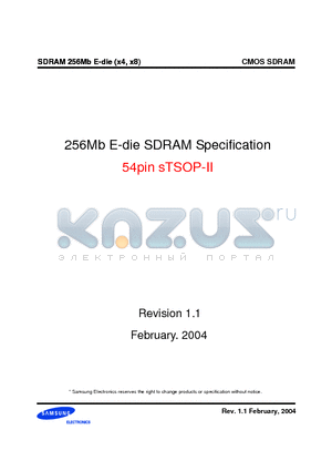 K4S560432E-NL75 datasheet - 256Mb E-die SDRAM Specification 54pin sTSOP-II