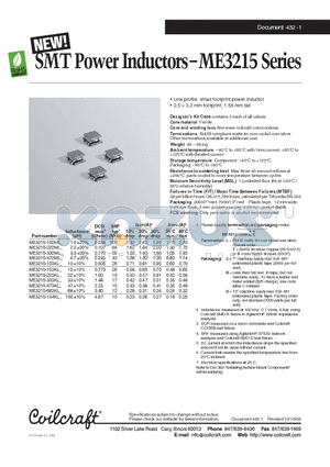 ME3215-333KL datasheet - SMT Power Inductors