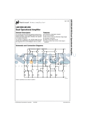 LM1458J datasheet - Dual Operational Amplifier