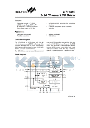 HT1608L datasheet - 2x 20 Channel LCD Driver