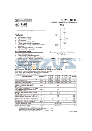 HT16 datasheet - 1.0 AMP. High Efficient Rectifiers