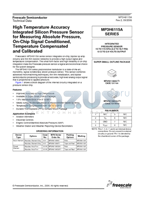 MP3H6115AC6T1 datasheet - High Temperature Accuracy Integrated Silicon Pressure Sensor for Measuring Absolute Pressure, On-Chip Signal Conditioned