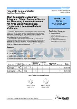 MP3H6115AC6T1 datasheet - High Temperature Accuracy  Integrated Silicon Pressure Sensor for Measuring Absolute Pressure