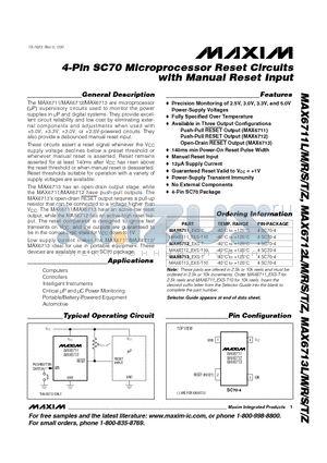 MAX6711 datasheet - 4-Pin SC70 Microprocessor Reset Circuits with Manual Reset Input