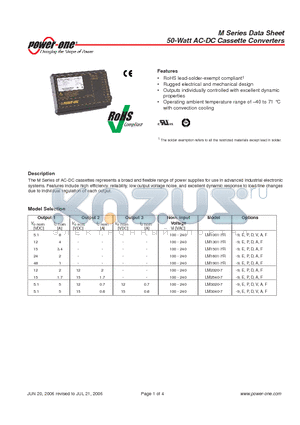 LM1501-7R datasheet - 50-Watt AC-DC Cassette Converters