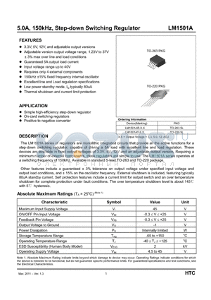 LM1501AR-ADJ-5L datasheet - 5.0A, 150kHz, Step-down Switching Regulator