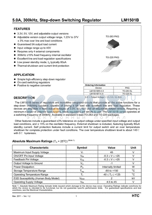 LM1501BR-3.3-5L datasheet - 5.0A, 300kHz, Step-down Switching Regulator