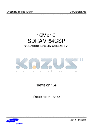K4S561633C-N datasheet - 16Mx16 SDRAM 54CSP