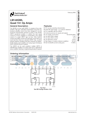 LM148QML datasheet - Quad 741 Op Amps