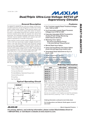 MAX6715_05 datasheet - Dual/Triple Ultra-Low-Voltage SOT23 uP Supervisory Circuits